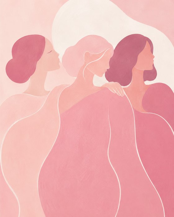 Aquarelle Octobre Rose, femmes réunies