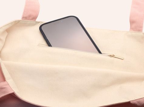 Pink corduroy tote bag