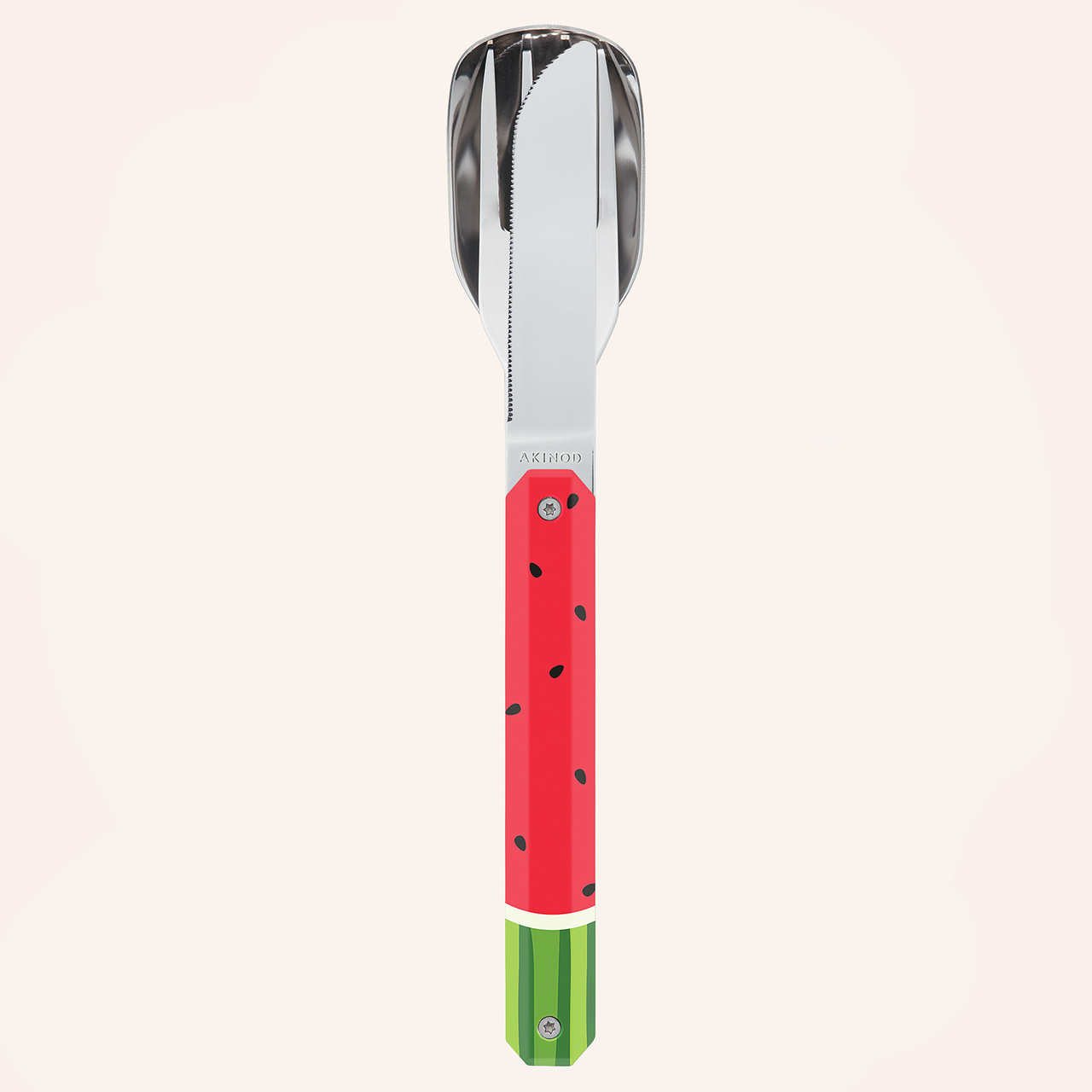 Set Posate Magnetico Akinod Eleganti Gourmet – Coltello, Forchetta, Cucchiaio (Mod. MIRROR Fleurs Pastel) In Acciaio 2Cr14