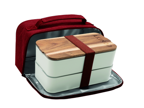 Bento + Lunch Bag 11h58, White / Terracotta