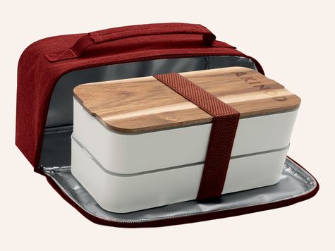 Bento + Lunch bag 11:58, Weiss / Terracotta