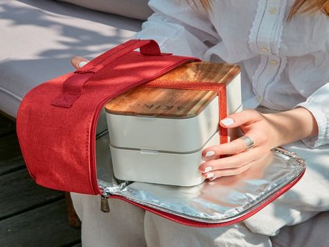 Bento + Lunchbag 11h58, Weiss / Terracotta
