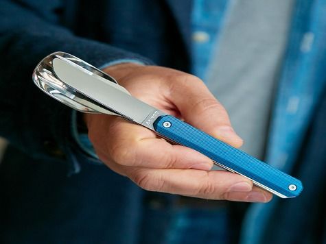 Feststehendes Besteck 12h34, Aluminium blau